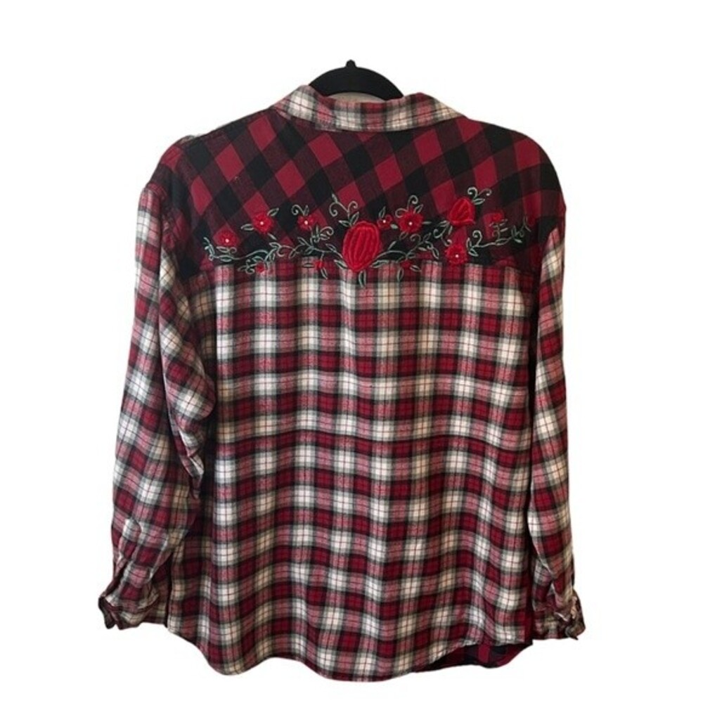 Vtg Styleworks Plaid Patchwork Button Up Embroide… - image 5